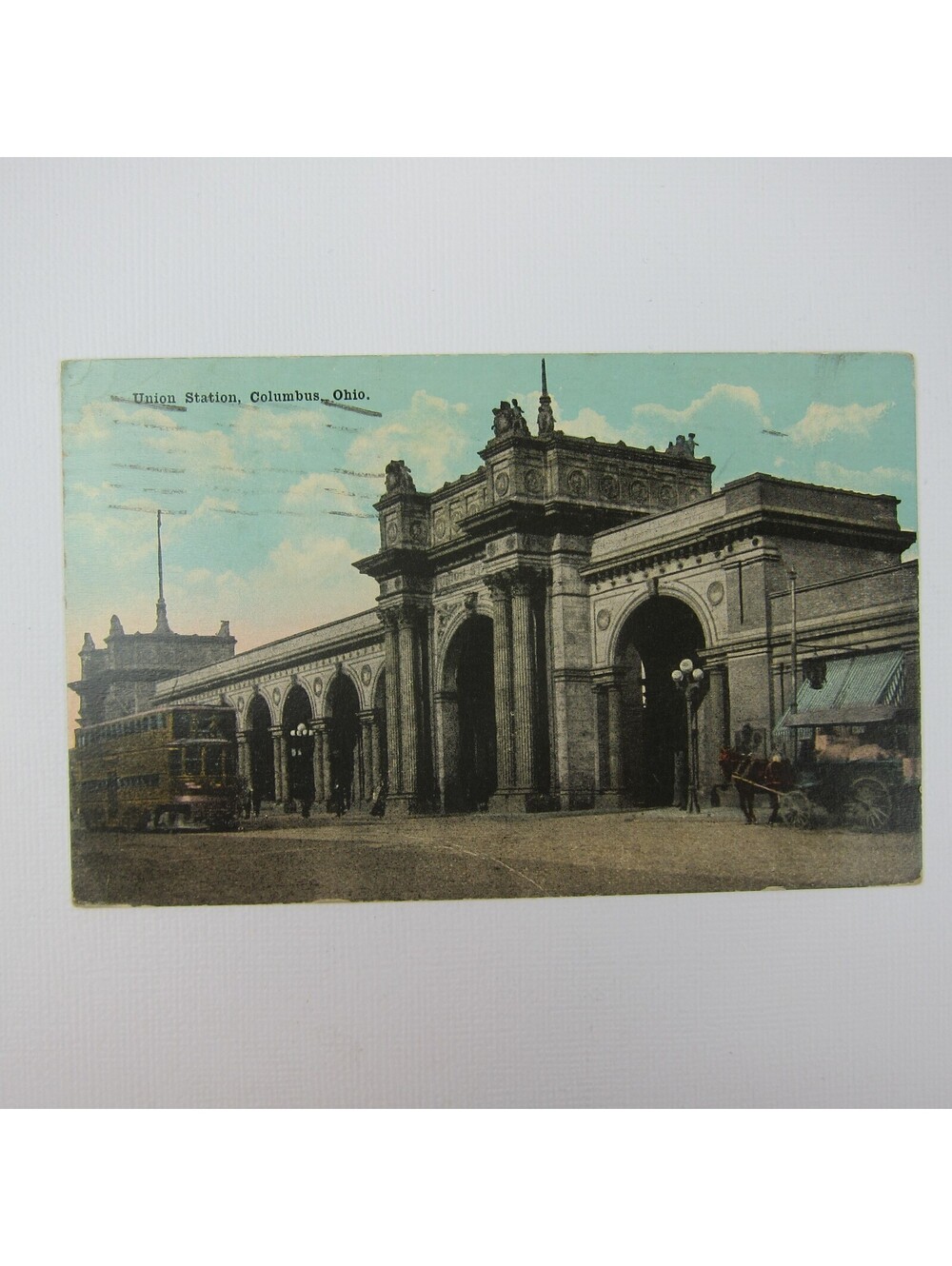 Postcard Union Station Columbus Ohio Color Antique 1919